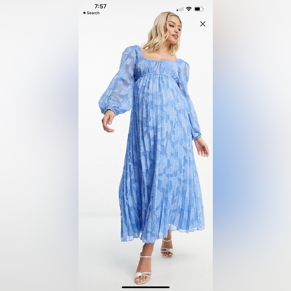 Asos Design Maternity Sweetheart Neckline Burnout Pleated Mini Dress